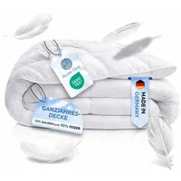 Home Oase Daunendecke 135x200 cm Ganzjahresdecke – 90% Daunen & Federn, Wolkenweich & Flüsterleise – Made in Germany, Oeko-TEX, Allergikergeeignet, Atmungsaktiv, Waschbar bis 40°C