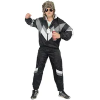 Foxxeo 80er Jahre Kostüm für Erwachsene Premium 80s Trainingsanzug Assianzug Assi - Herren Größe S-XXXXL - Fasching Karneval Anzug, Farbe schwarz grau weiss, Größe: M