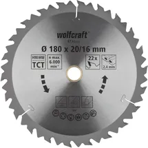 WOLFCRAFT Kreissägeblatt 180 x 20 mm 22 Zähne 1 St.