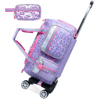 HTgroce Reisetasche Mit Rollen Sporttasche für Damen Schwimmtasche Sport Kindertasche Tasche Mit Rollen Duffel Bag Weekender Mit Rollen Mit Kosmetiktasche Kulturtasche