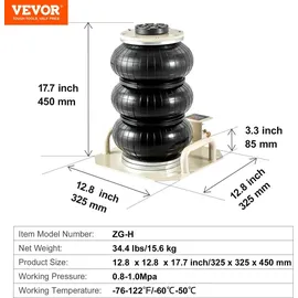 Vevor Wagenheber Stahlrohr 140-450 mm Weiß