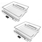 2 x Teleskopschublade Teleskop Schublade 41cm für die Küchenunterschränke, 2 Einbauschublade mit Schienen, Schrankauszug Verchromt Küchenschrank Organizer (41 cm)