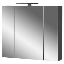 Germania Badezimmerspiegelschrank »Yonkers«, ABS-Kanten, 3-D Spiegel, Türdämpfung, Verstellbare Einlegeböden, grau