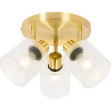 QAZQA - Deckenstrahler Gold mit Glas 3-flammig verstellbar rund - Laura