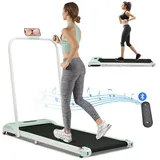 Blossom Laufband 2 in 1 Laufband klappbar für Zuhause Büro, Walking Pad Fernbedienung (LED-Display, Bluetooth-Lautsprecher, Telefonhalterung, 1–6 km/h), Laufband für Homeoffice grün