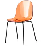 connubia 4-Fußstuhl »4-Fußstuhl, 2er-Set Stuhl, Esszimmerstuhl«, (Set), 2 St., 2er-Set Designstuhl mit durchsichtiger Sitzfläche aus Polycarbonat, orange