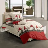 Traumschlaf Biber Bettwäsche Wichtelmänner 135x200 cm + 80x80 cm - grau;rot