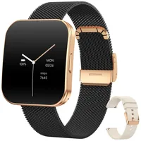 Levowatch TINY Damen Smartwatch, Sprachsteuerung, AMOLED Always-On, dünne 8mm Smartwatch (4.7 cm/1.8 Zoll, Android und iOS) Fitness Tracker Uhr, 3 Armbänder, Menstruationszyklus, wasserdicht, 8mm Metallgehäuse, 4-teilig, Damengröße, Telefon Funktion, Anrufe, Schrittzähler, Puls, Blutdruck, Stress- & Schlafüberwachung