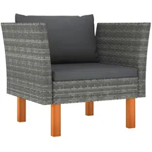 vidaXL Polyrattan Gartensofa eukalyptus massivholz/grau