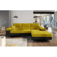 Armando Ecksofa 280 x 205 cm Gelb / Schwarz (Velour / Kunstleder), Ausführung:Links