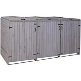 MCW Mülltonnenbox H74-6 3 Deckel grau
