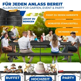 Kesser Polyrattan Bierzeltgarnitur 3-tlg. schwarz