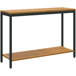 vidaXL Outdoor Tisch Natur und Schwarz 35x110x75 cm aus Massivholz und Stahl