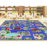 Capslpad Kinder Teppich Spielteppich für Kinder Stadt 200x300cm rutschfest Kinderteppich Spielmatte Maschinenwaschbar Kurzflor Pädagogischer Spielteppich für Kinderzimmer Spielzimmer Dekor, Blau