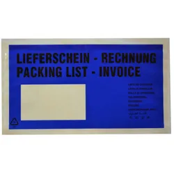 VEPATIM 1000x Dokumententaschen *Lieferschein/Rechnung* DIN Lang 235x130mm blau