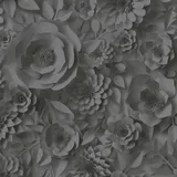 A.S. Création Vliestapete 3D Blumen Schwarz Grau