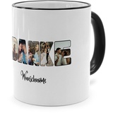 PhotoFancy® - Fototasse 'Danke' - Personalisierte Tasse mit eigenem Foto und Text selbst gestalten - Schwarz