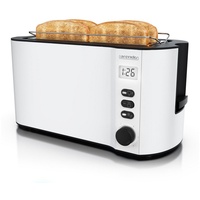 Arendo Toaster, 2 lange Schlitze, für 4 Scheiben, 1500 W, Langschlitz, Brötchenaufsatz, Wärmeisolierendes Gehäuse, Display weiß