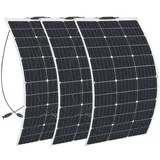 Flexible Solarpanel 300w Flexible Fotovoltaik Solarmodule 3 Stück Flexible 100W Solarmodule Monokristallines Photovoltaikmodul für Wohnmobil,Wohnwagen,Haushalt (300 Watt)