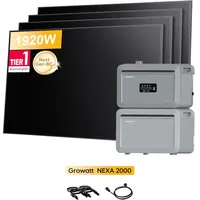 Growatt Balkonkraftwerk Full Black Bifazial 1920 W inkl. 4 x 480 W Sunpro BC Solarmodul 4096 Wh