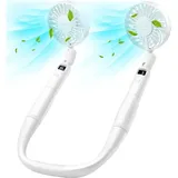 Nackenventilator Und Handventilator, 2-in-1 Wiederaufladbarer Nackenventilator Mit Led-anzeige, 360° Verstellbarer Tragbarer Ventilator, Ideal Für Büro, Reisen, Outdoor (weiß) - Ahlsen