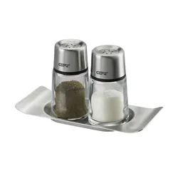 Salz- und Pfefferstreuer Set   BRUNCH , silber , Glas , Edelstahl , Maße (cm): B: 5,3 H: 6,9