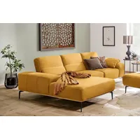 W.SCHILLIG Ecksofa run, Designsofa mit tollem Sitzkomfort, bequem, L-Form, mit Holzsockel, Füße in Schwarz pulverbeschichtet, Breite 299 cm gelb
