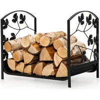 Costway Kaminholzregal Metall, Brennholzregal Feuerholzregal Holzscheitregal bis 50kg belastbar,