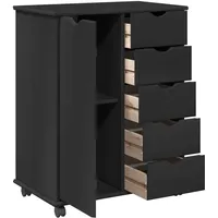 vidaXL Rollcontainer 63,5 x 39 x 79 cm Schwarz