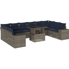 vidaXL Gartensofa-Set 11-tlg. grau Polyrattan