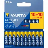 Varta Batterien AAA, 10+10 (20 Stück), Longlife Power, Alkaline, 1,5V, ideal für Spielzeug, Funkmaus, Taschenlampen, Verpackung zu 90% recycelt, Made in Germany