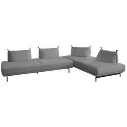 KAWOLA Ecksofa CANE Schlafsofa Daybed Stoff grau