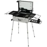 VonVVer Kosmetikkoffer Trolley mit 8 Beleuchtung - Kosmetikkoffer Groß mit Spiegel Make up Koffer Verstellbare Beinhöhe Schminkkoffer mit Rollen Friseurkoffer (Silber)