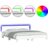vidaXL Bettgestell mit Kopfteil und LED-Beleuchtung Weiß 160x200 cm