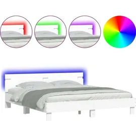 vidaXL Bettgestell mit Kopfteil und LED-Beleuchtung Weiß 160x200 cm