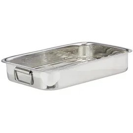 Relaxdays Bräter mit Rost L 38 x 27 cm Silber