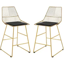 Homcom 2er-Set Barhocker, Bistrohocker mit Fußstütze, Kissen, Gold, 46 x 56 x 95 cm