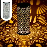 Marrakesch Orient & Mediterran Interior Marrakesch Solarlaternen Solarlampen für außen mit Henkel aus Metall 30cm Groß | Vintage Deko Outdoor Solar LED Laterne Wetterfest Fava Grün IP65 Wasserdicht als Gartendeko im Garten