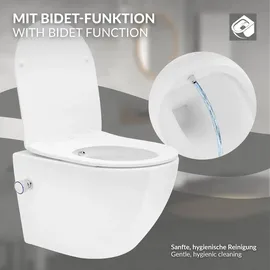 luxebath Spülrandloses Dusch-WC mit WC-Sitz Weiß