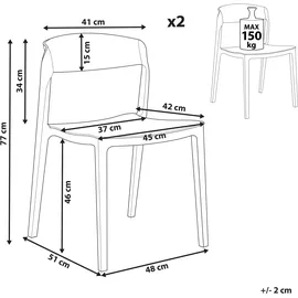 Beliani Esszimmerstuhl 2er Set Mintgrün