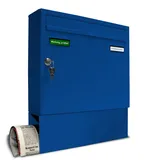 AL Briefkastensysteme Basic Wandbriefkasten RAL 5010 Enzian Blau inkl. Zeitungsfach