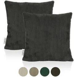 Lycce 2er Set Kissenbezug aus trendigem Cordstoff (40 x 40 cm)