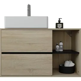 ML-Design Waschbeckenunterschrank Hängend Braun-Schwarz 100x60x45,5 cm,