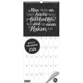 DuMont Buchverlag DUMONT - Funny Quotes Notizkalender 2026 – Typo-Wandkalender im Hochformat 22 x 50 cm – Sprüche-Planer für Humor- & Design-Fans