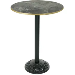 Restootab Stehtisch Bistrot-Stil Ø70cm - Modell Metal Stein mit messingfarbenen Kanten