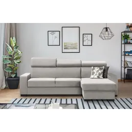 beautysofa Eckcouch Samt L-Form mit Schlaffunktion 2-Sitzer Beige