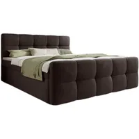 Luxusbetten24 Boxspringbett Cozy Samt mit Stauraum 180x200 Braun Ohne