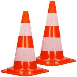 ECD Germany 2er Pack Warnkegel Warnleitkegel Verkehrsleitkegel Pylon Sicherheit 47 cm Kegel