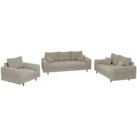S-Style Couch Boucle 3-Sitzer + 2-Sitzer + Sessel Beige