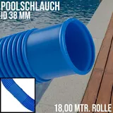 38 mm Schwimmbad Pool Solar Saug Ansaug Teich Schlauch blau - 18 m Rolle